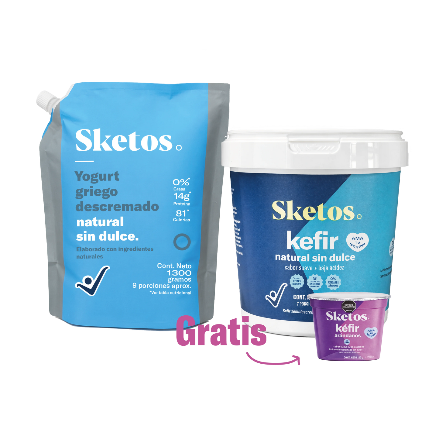 Combo Bienestar Sketos · Yogurt griego y Kéfir Natural + Kéfir gratis