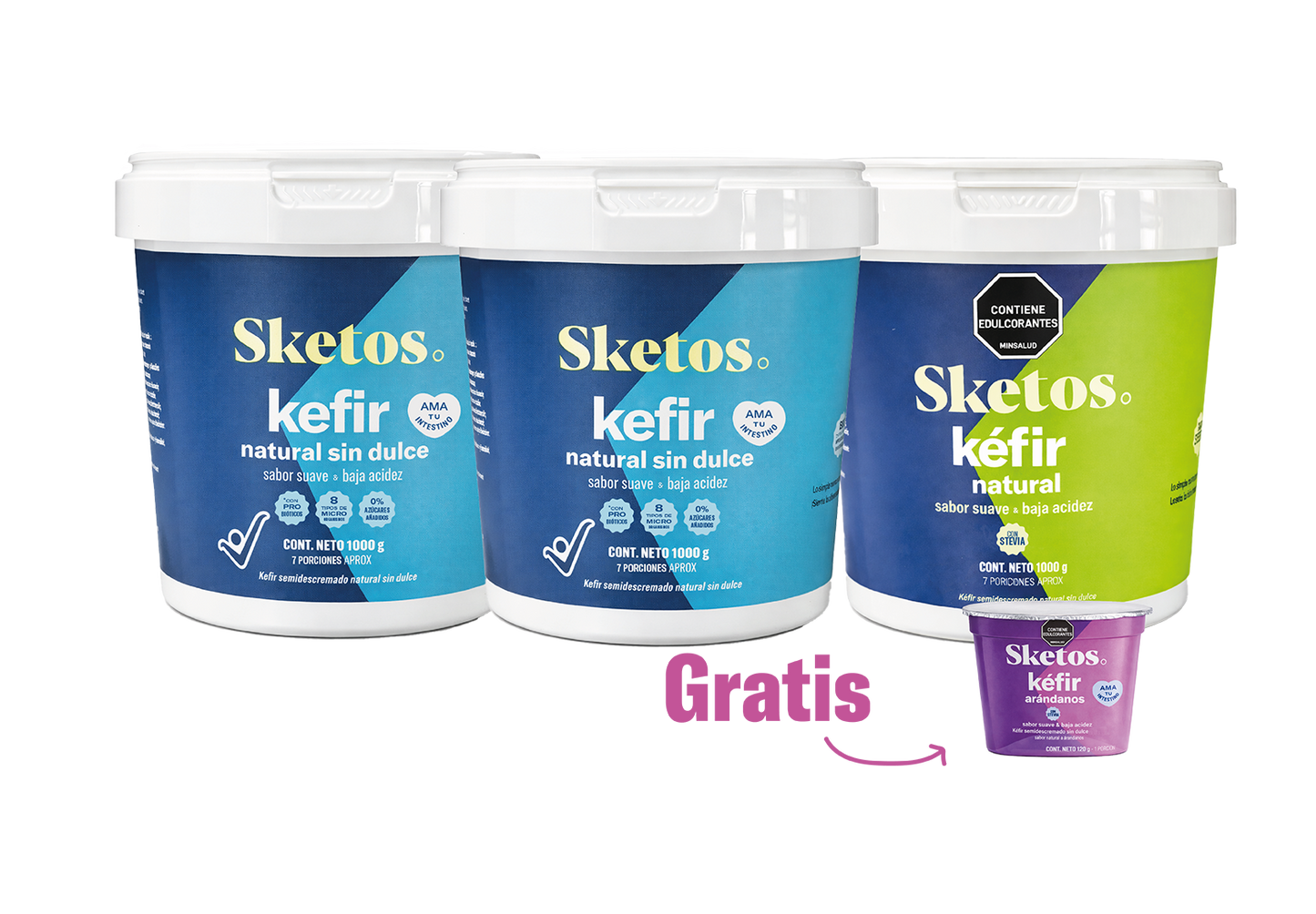 Combo Ama tu Intestino Sketos · Kéfir Natural y con Stevia + Kéfir gratis