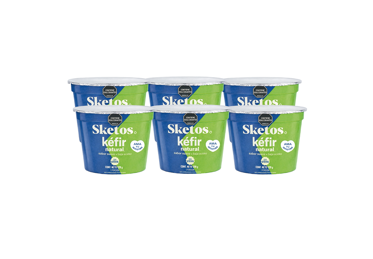 Combo Kéfir Natural con stevia 120g Sketos · Pack x6