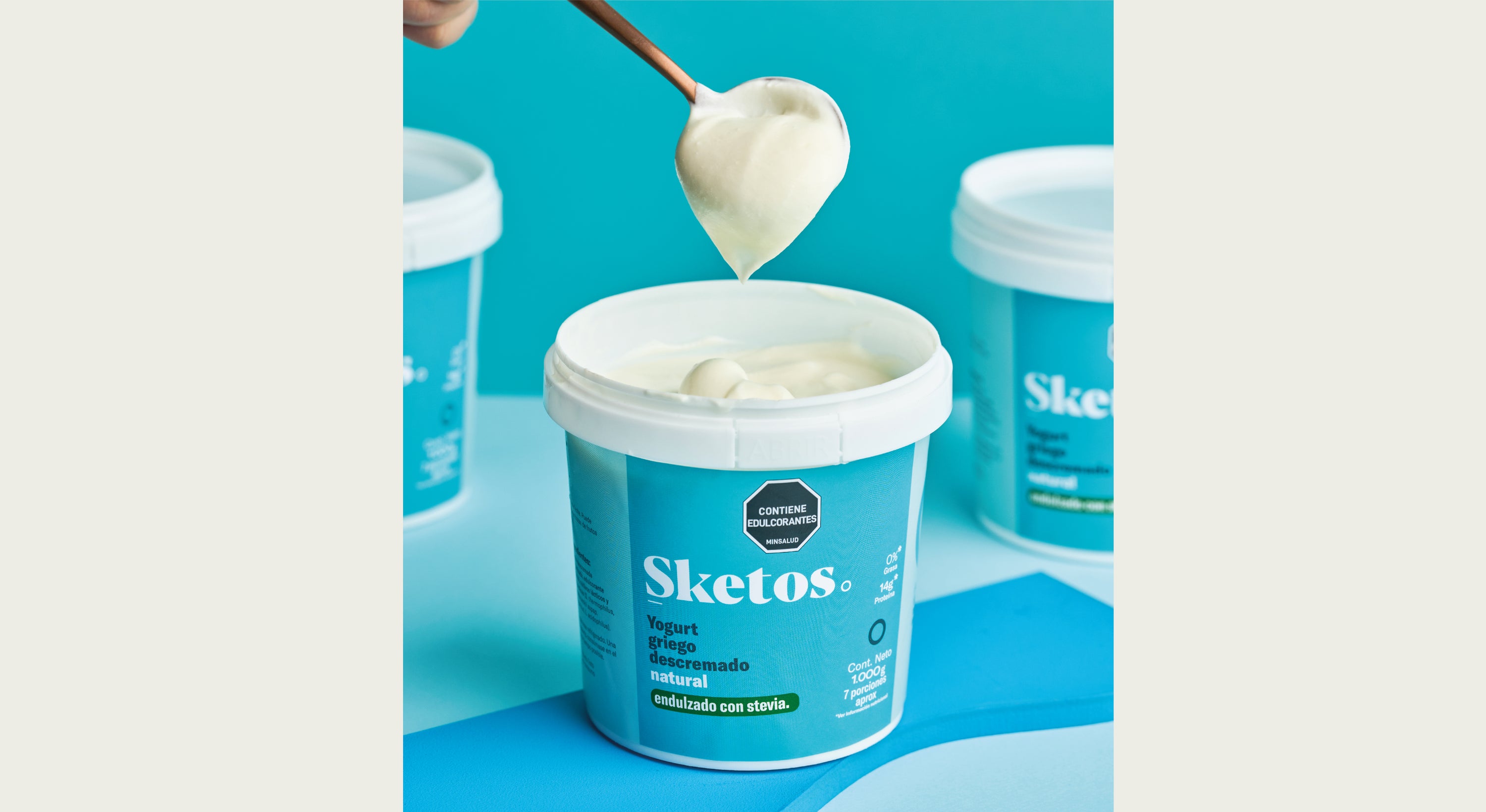 Yogurt Griego Sketos Natural con Stevia 1000g.