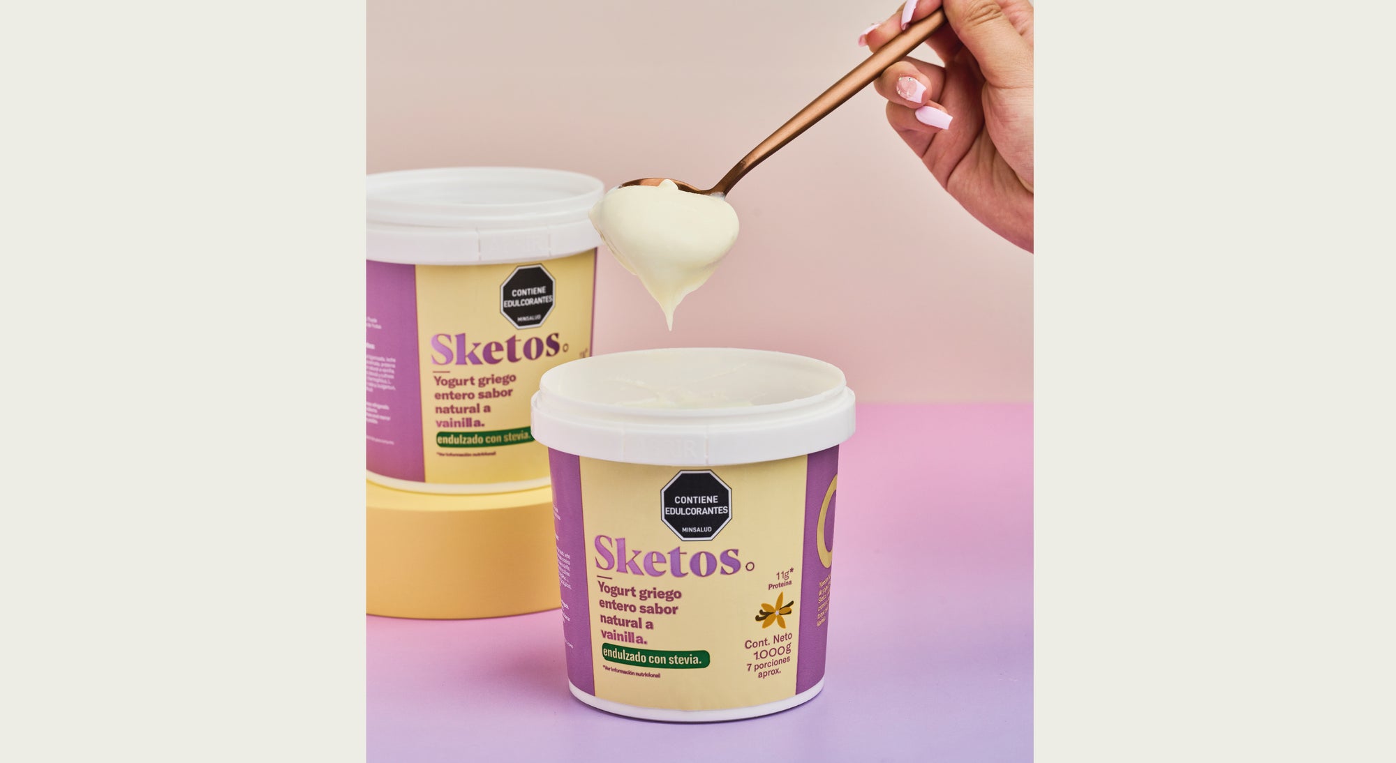 Yogurt Griego Sketos Vainilla con Stevia 1000g.